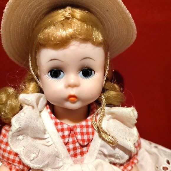 Vintage 1965 Madame Alexander McGuffey Ana Doll Blonde Red Gingham 8 Inch - Picture 2 of 8